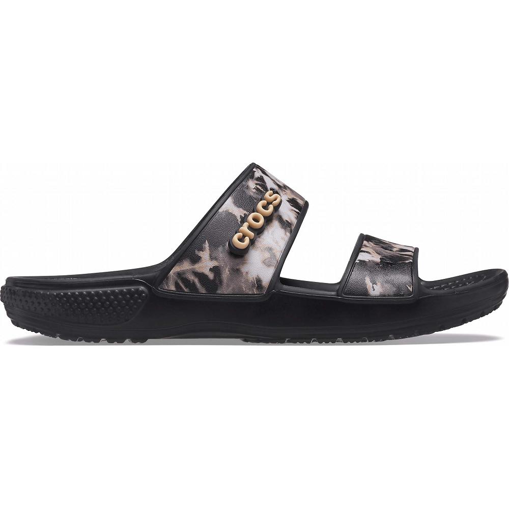 Black Women's Crocs Classic Bleach Dye Sandals | NZ 0563JPQJ